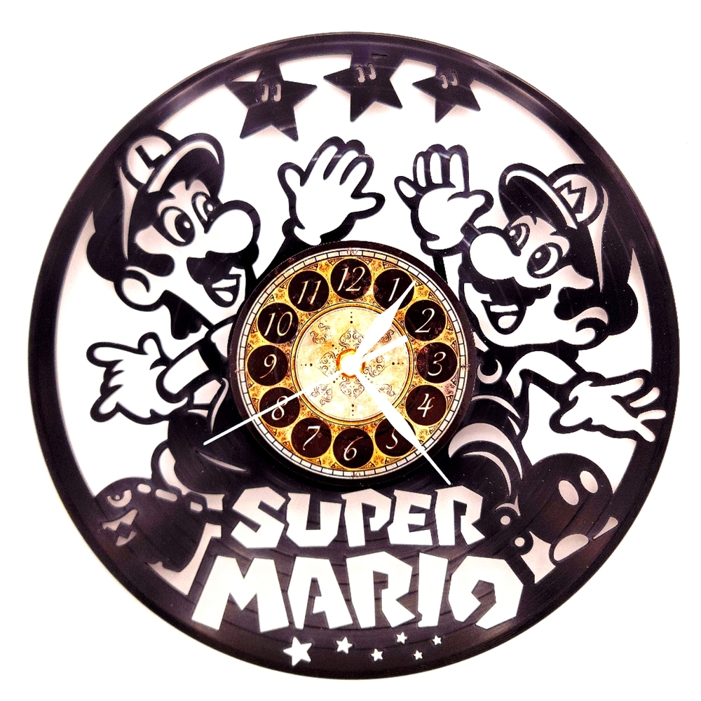 Super Mario Brothers vinyl record clock